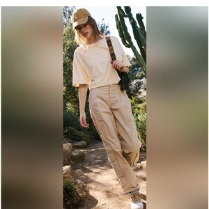 Free People Mesmerize Me Solid Pants Khaki Tan